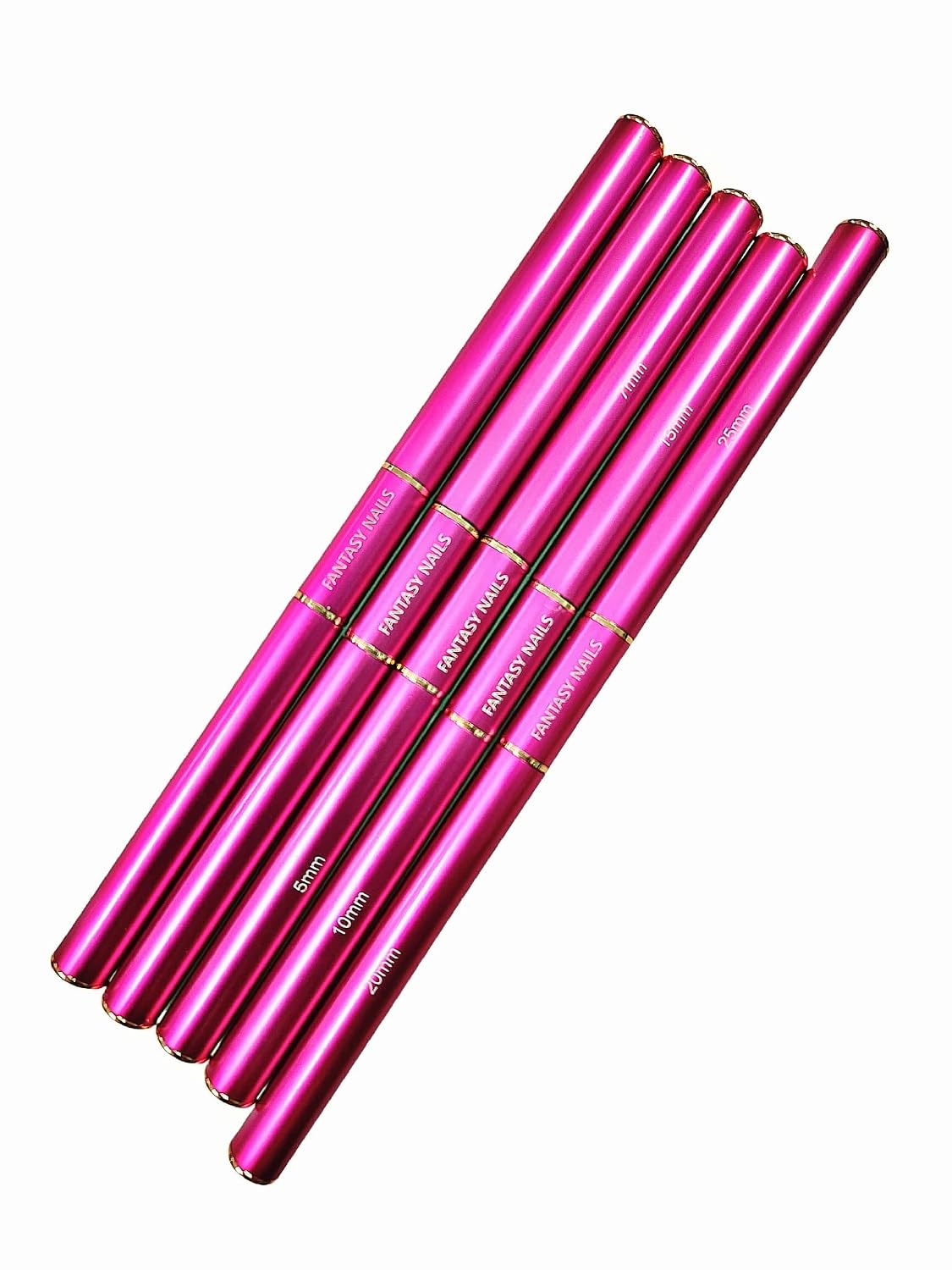 Fantasy Nails Liner Set, 5 Piece Nail Art Brushes with Aluminum Handles, Pink Color