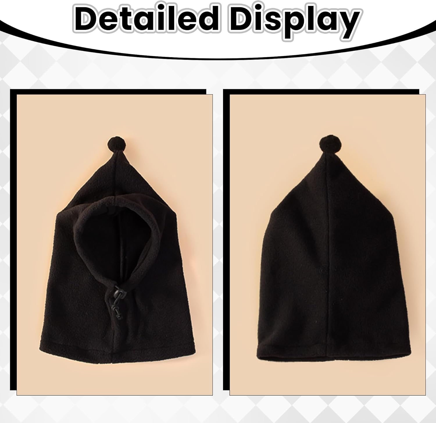 Pet Neck Warmer with Hat, Leopard Print, Adjustable Drawstring, Soft Polyester, for Dogs and Cats (Black, Medium)