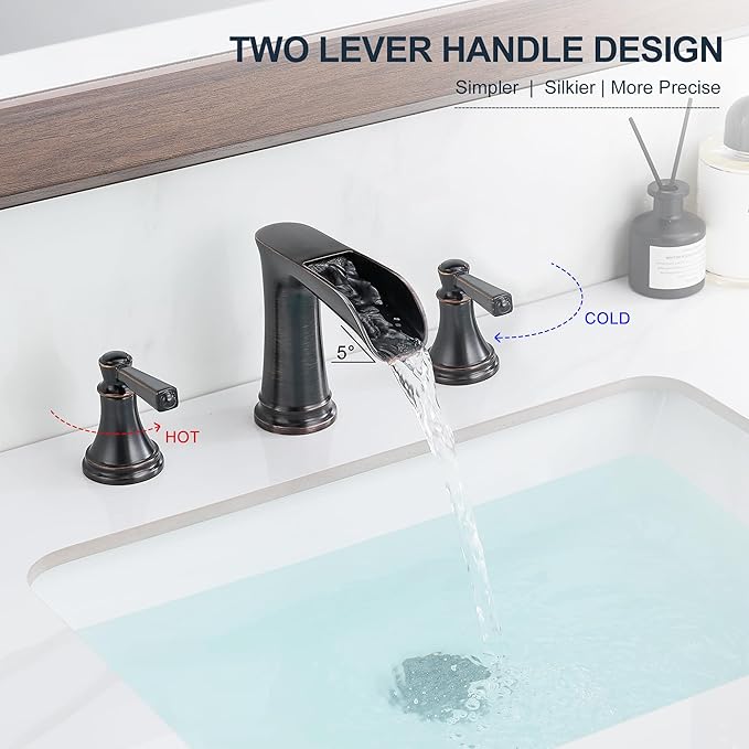 Grifería Lavamanos 3 Huecos 8 Pulgadas Bronce Envejecido miniatura 6