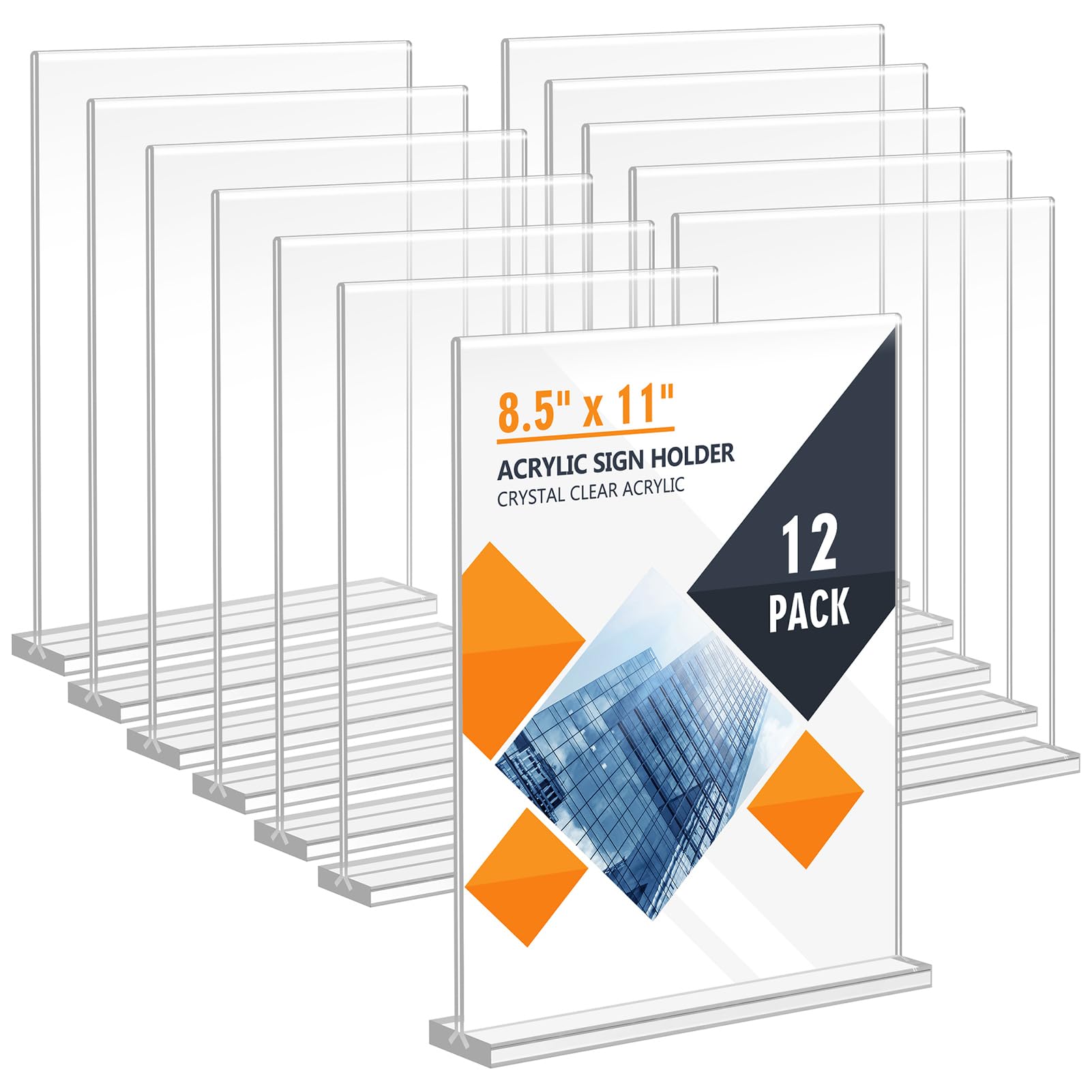 Enayplon Soporte acrílico para carteles de 8.5 x 11 pulgadas, soporte de doble cara, soporte de plástico para papel de mesa, soporte vertical para folletos de menú, soporte para folletos de mesa en