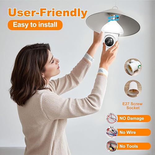 Miniatura 2 de Cámara de seguridad con bombilla de 2.4 GHz, WiFi 1080p, cámaras de seguridad inalámbricas para exteriores, detección de movimiento y alarma,