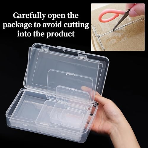 Miniatura 3 de QUEFE Paquete de 28 contenedores de almacenamiento pequeños de tamaños mixtos, cajas de plástico transparente, organizadores de manualidades,