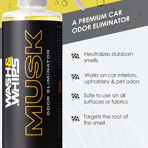 Miniatura 3 de WASH&WHIPS Musk - Eliminador de olores sin perfume, neutraliza los malos aromas, olores y humo del interior del automóvil, ropa, cuero, alfombras,