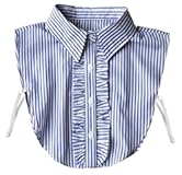 Blue Striped Detachable Collar Shirt,Dickey Half Blouse False Collar for Lady Girls Men