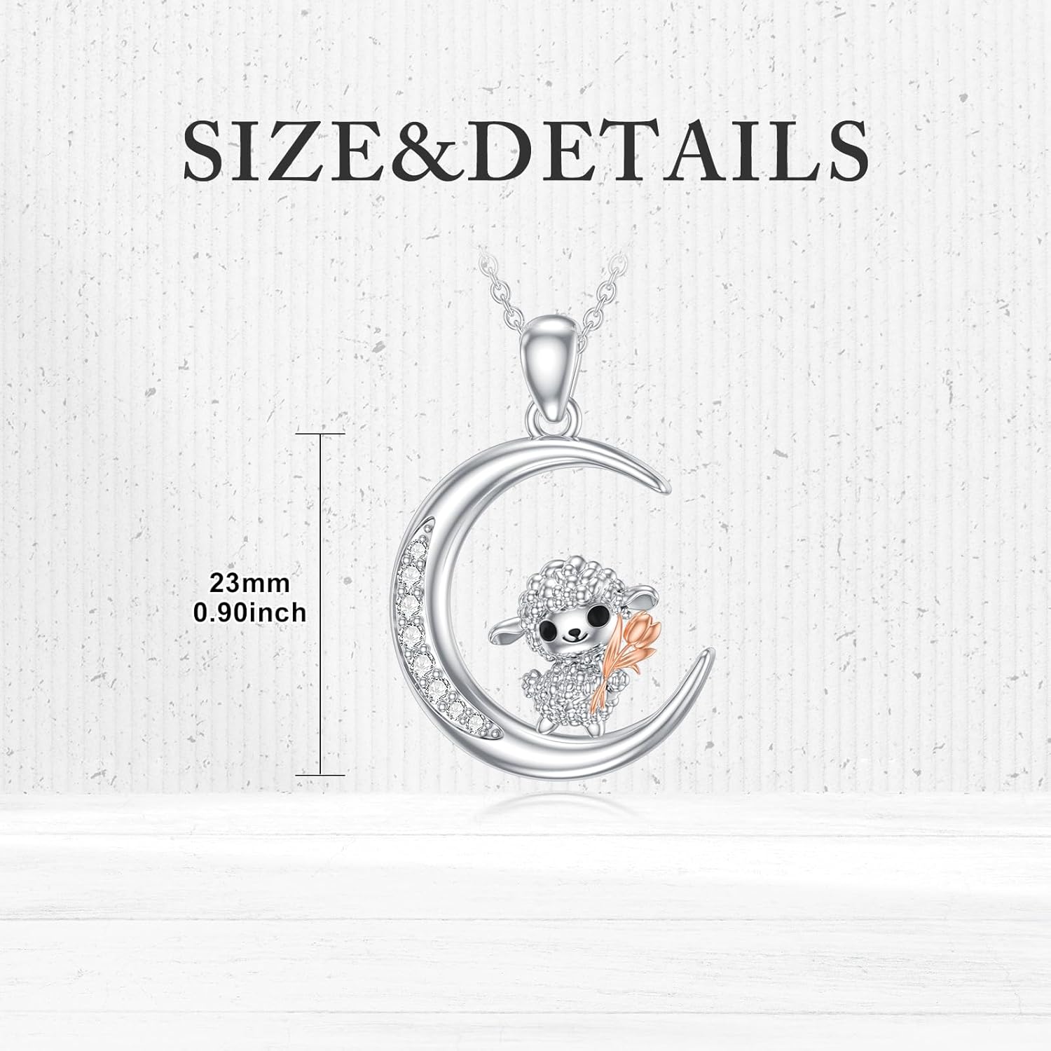 Diamond Sheep Moon Necklace 925 Sterling Silver Cute Lamb Pendant for Women Lovely Animal Jewelry Gifts for Mom - Image 5