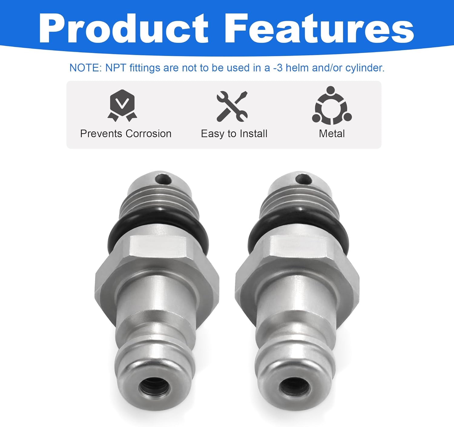 2 Pack - Bleeder Fitting Kit for SeaStar Front Mount Cylinders – 3/8" Compression 9/16-24 Thread