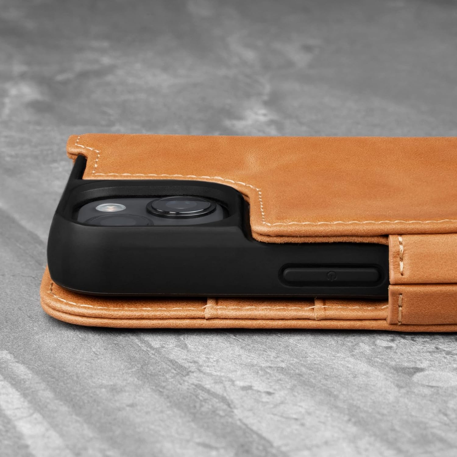TORRO Case Compatible with iPhone 13 – Premium Leather Wallet Case with Kickstand and Card Slots (Tan)