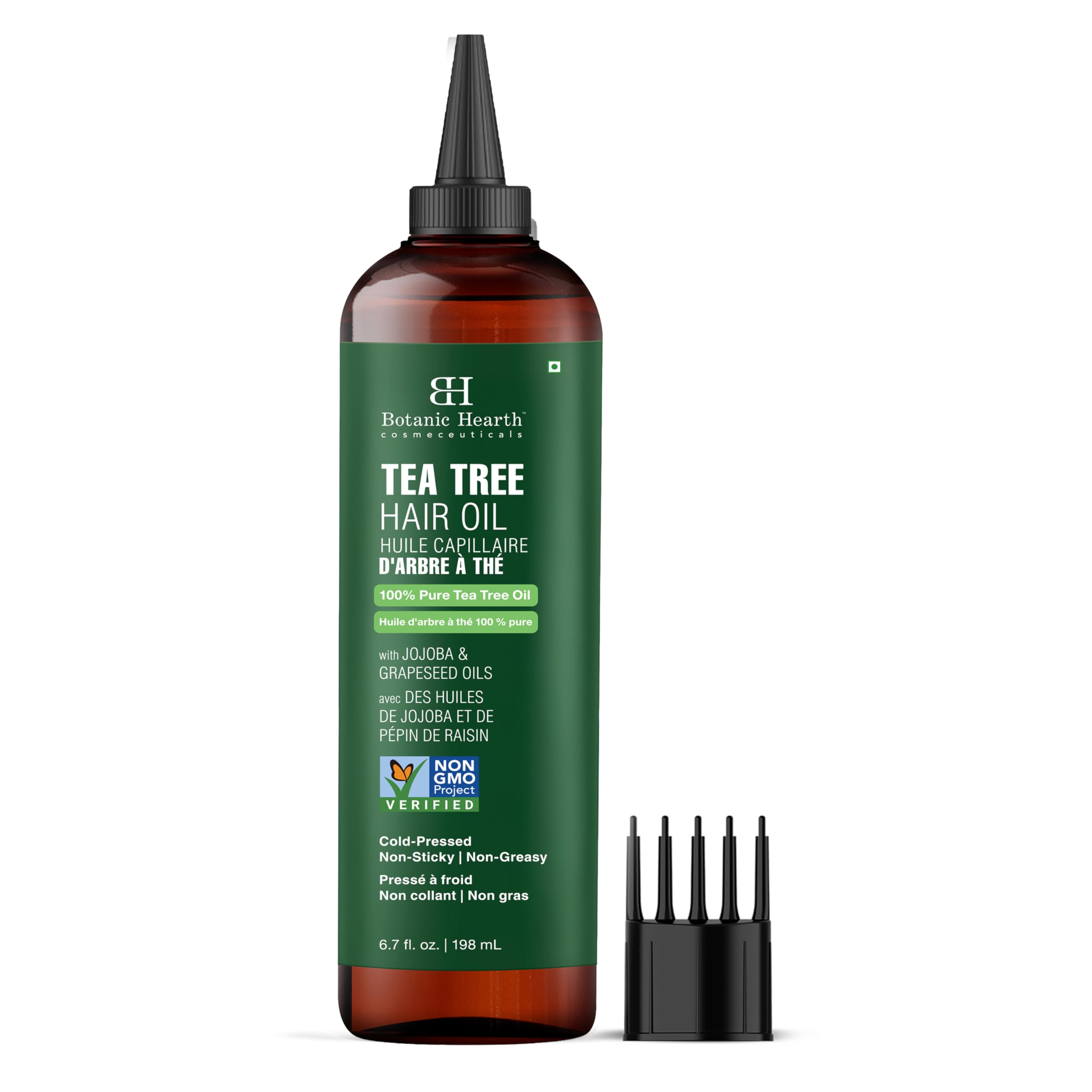Botanic Hearth Tea Tree Oil for Hair | 200 ML |With Argan, Jojoba & Grapeseed Oils | Soothes Itchy Scalp & Fights Dandruff | Non GMO Verified |