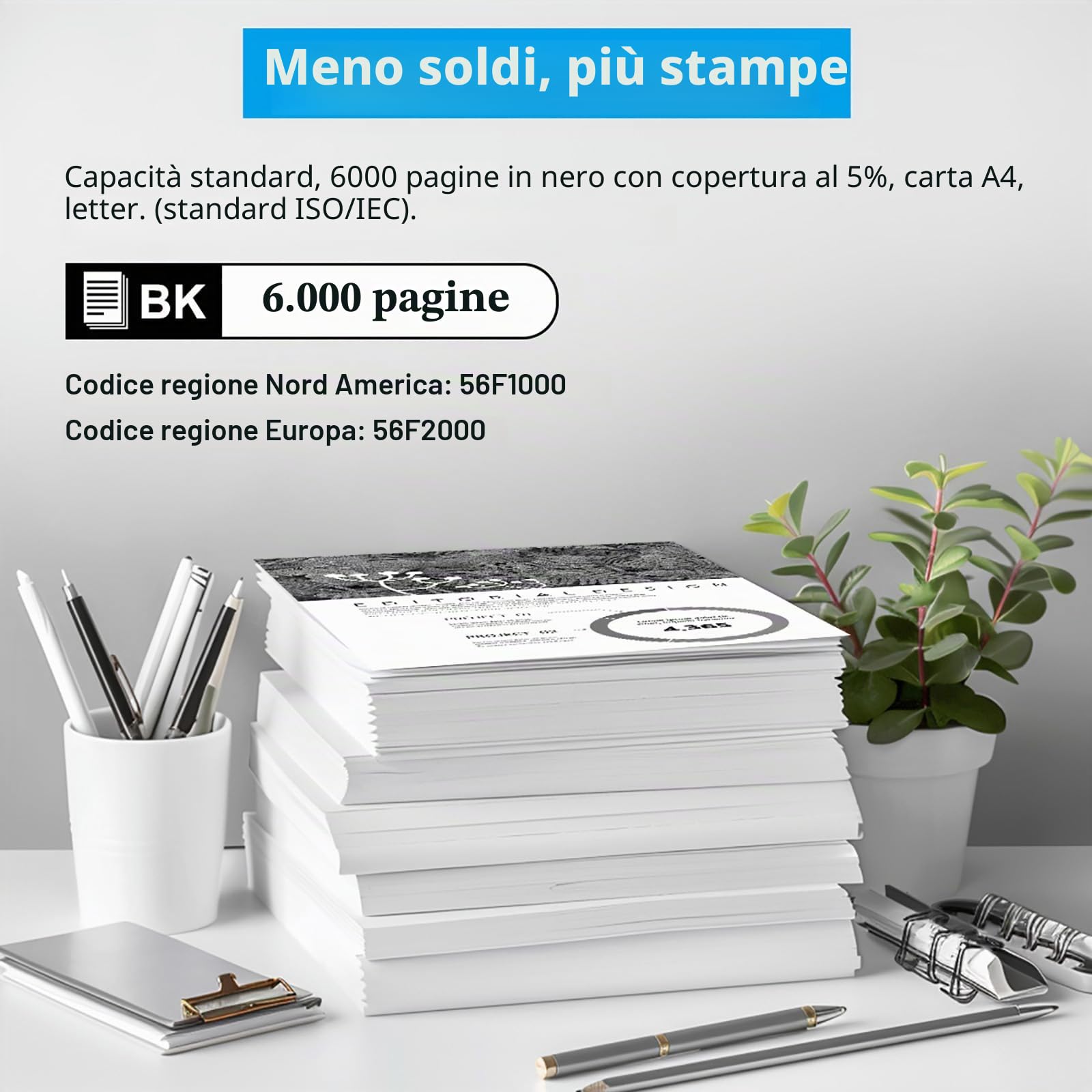 56F2000 Cartuccia Toner Rigenerata MS321 MS421 MS521 MS621 MX321 Capacità Standard per Stampanti MS321dn MS421dn MS421dw MS521dn MS621dn MX321adn MX321adw MS622de MX421ade MX521ade MX521de MX622ade