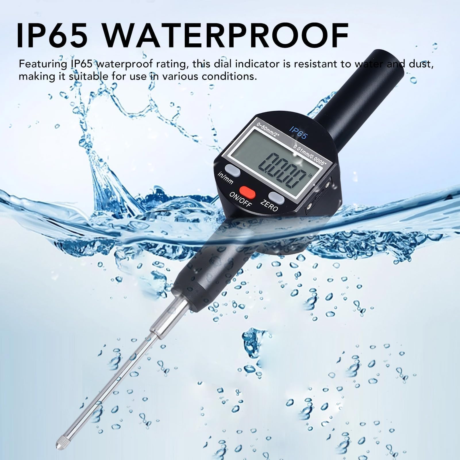 Indicador De Cuadrante Electrónico, Resolución De 0,01mm 0,0005pulgadas, Rango Medición 0 a 50 Mm 2 Pulgadas Ip65 Indicador De Prueba De Dial, Electrónico a Prueba De Agua Indicador De Dial Digital