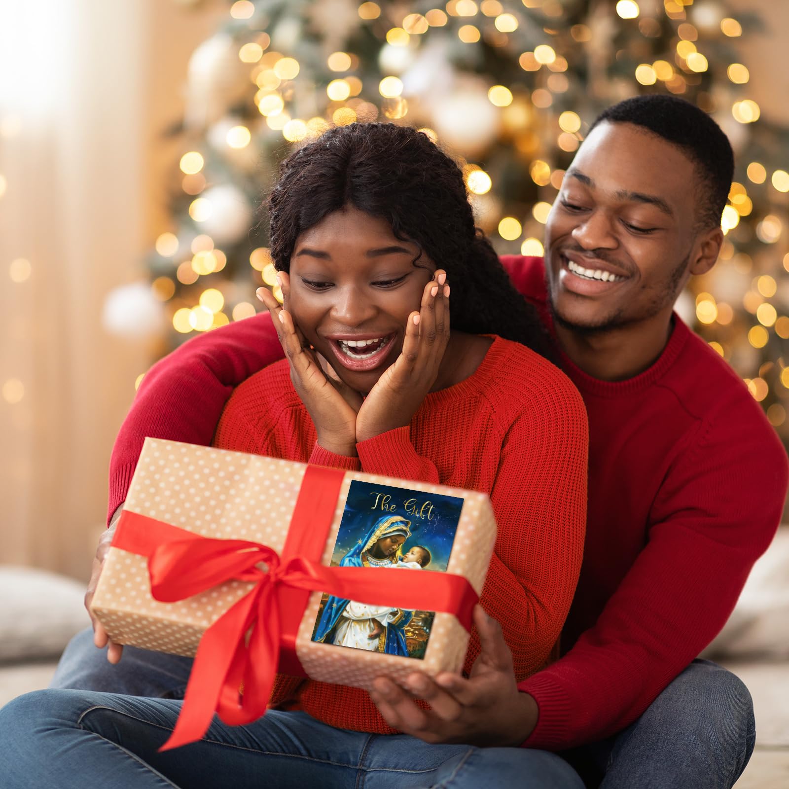 Motiskyy 50 tarjetas de Navidad religiosas afroamericanas surtidas a granel con escrituras cálidas bendiciones en el interior, ángeles de Papá Noel negro, 10 estilos, tarjetas de felicitación