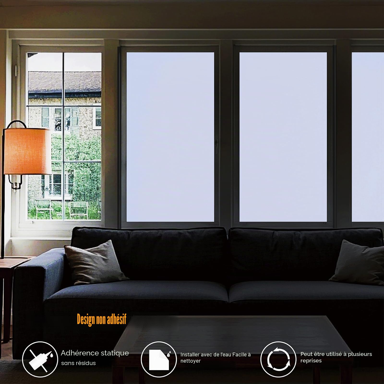 Film Occultant Fenêtre Blanc, 100% Anti UV，électrostatique Film， pour Vitre pour Bureau Maison Salle de Bain Chambre Fenetre Anti Regard 60 cm x 400 cm