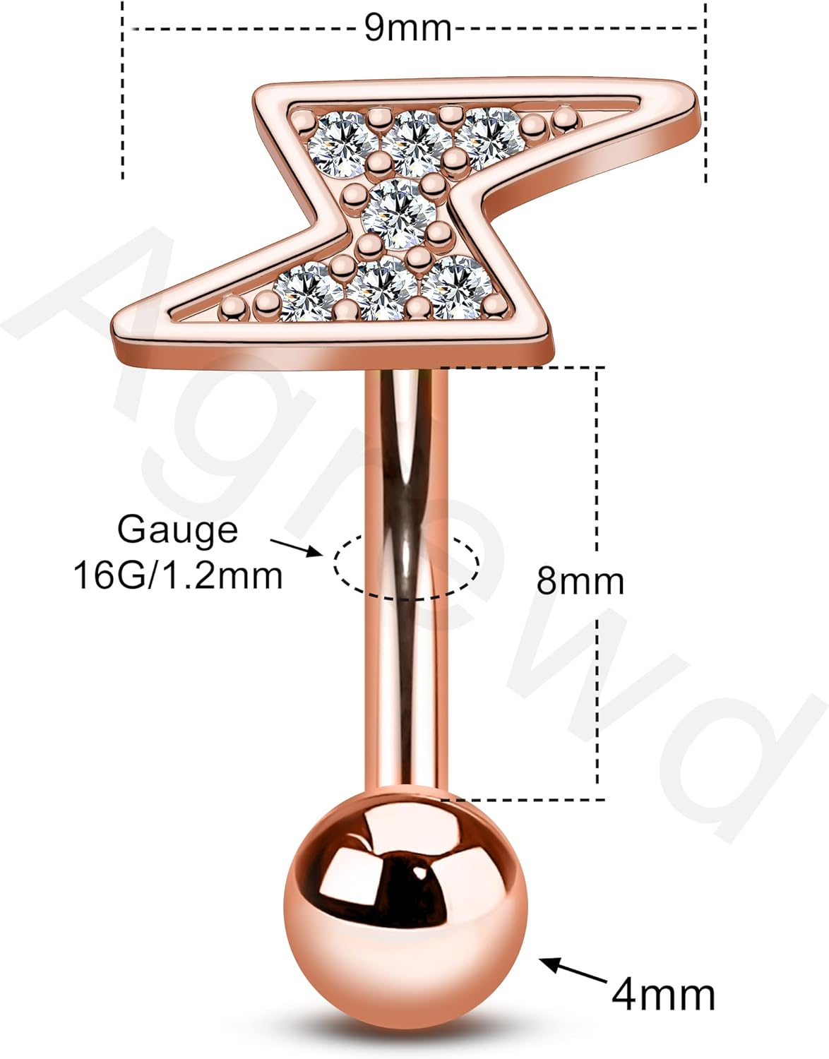 Lighting Rook Earrings 16G Eyebrow Rook Jewelry Surgical Steel Eyebrow Rook Piercing Jewelry - Image 3