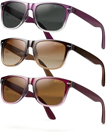 Polarized Sunglasses Womens Trendy Classic Retro Sun Glasses Fashion UV400 Protection 3 Pack