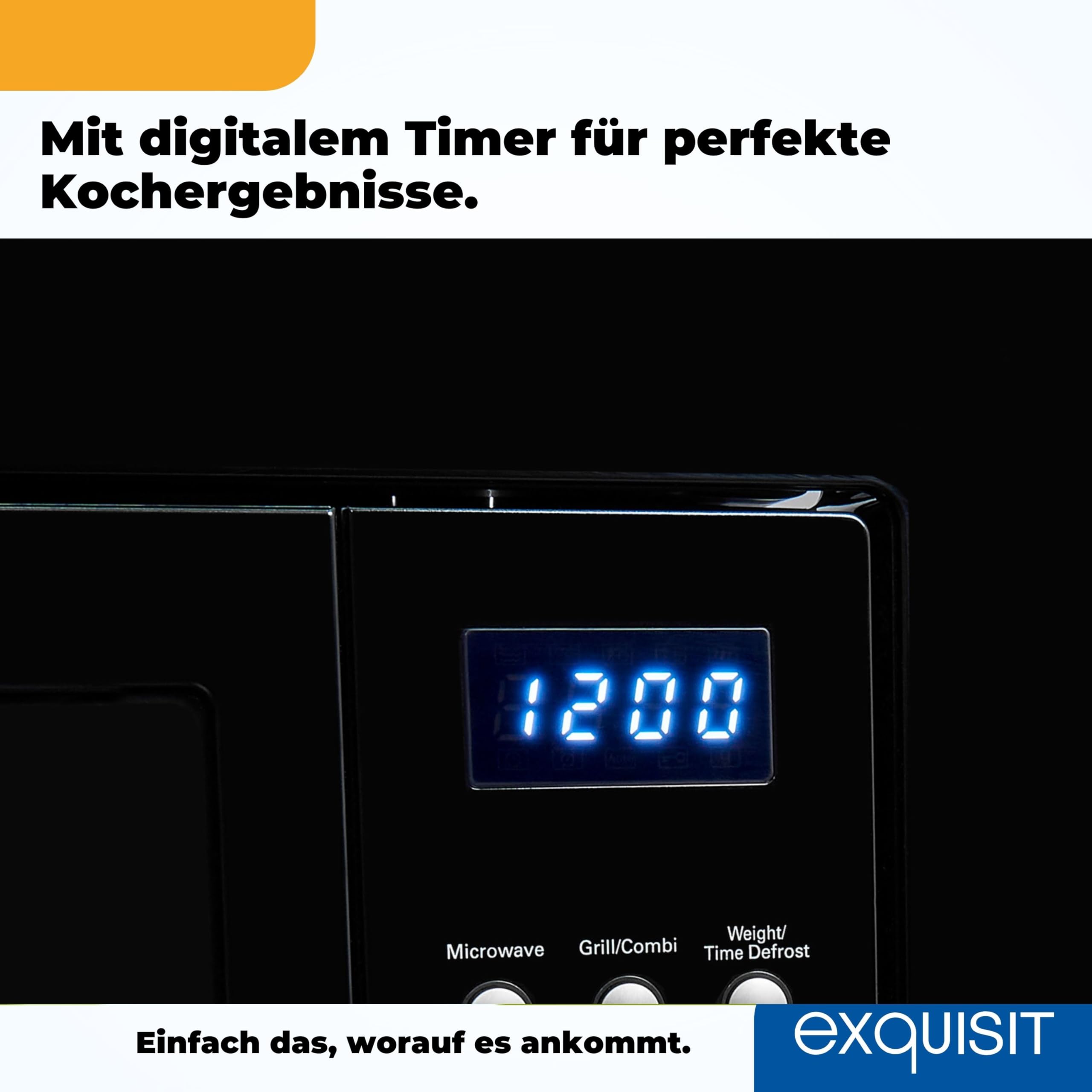 Exquisit Kuchenka mikrofalowa do zabudowy EMW 1770-G-D-030 czarna | 700 W | 1000 W funkcja grillowania | timer