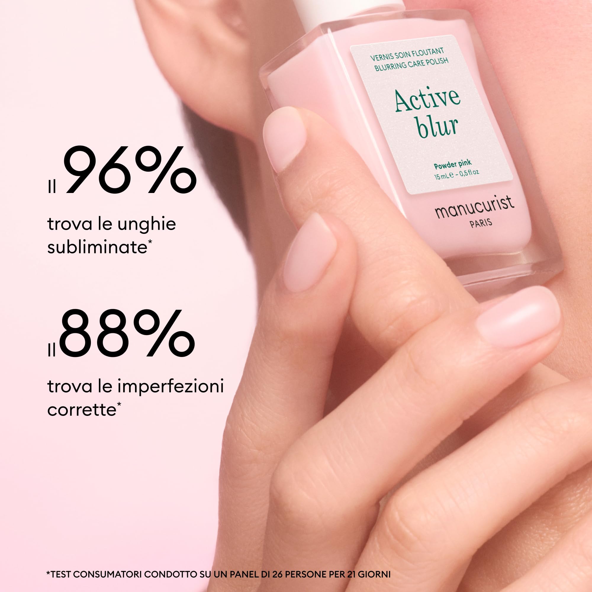 Manucurist Active Blur™ – Smalto Rinforzante Unghie Fragili con Effetto Blur – Smalto Unghie Trasparente Rosa Cipria Opaco – Smalti per Nails Senza Lampada – Nails Care - Ingredienti Naturale - Vegan