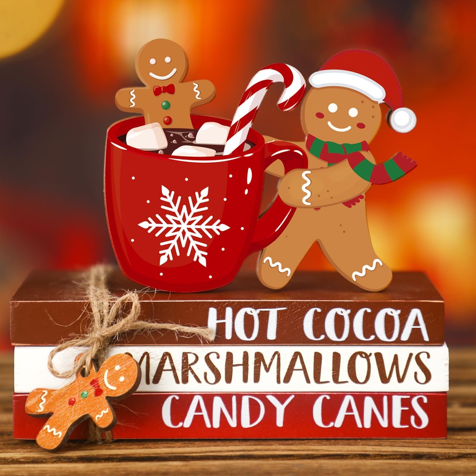 Wooden Hanger With Three Captions Hot Coca & Marshmallo