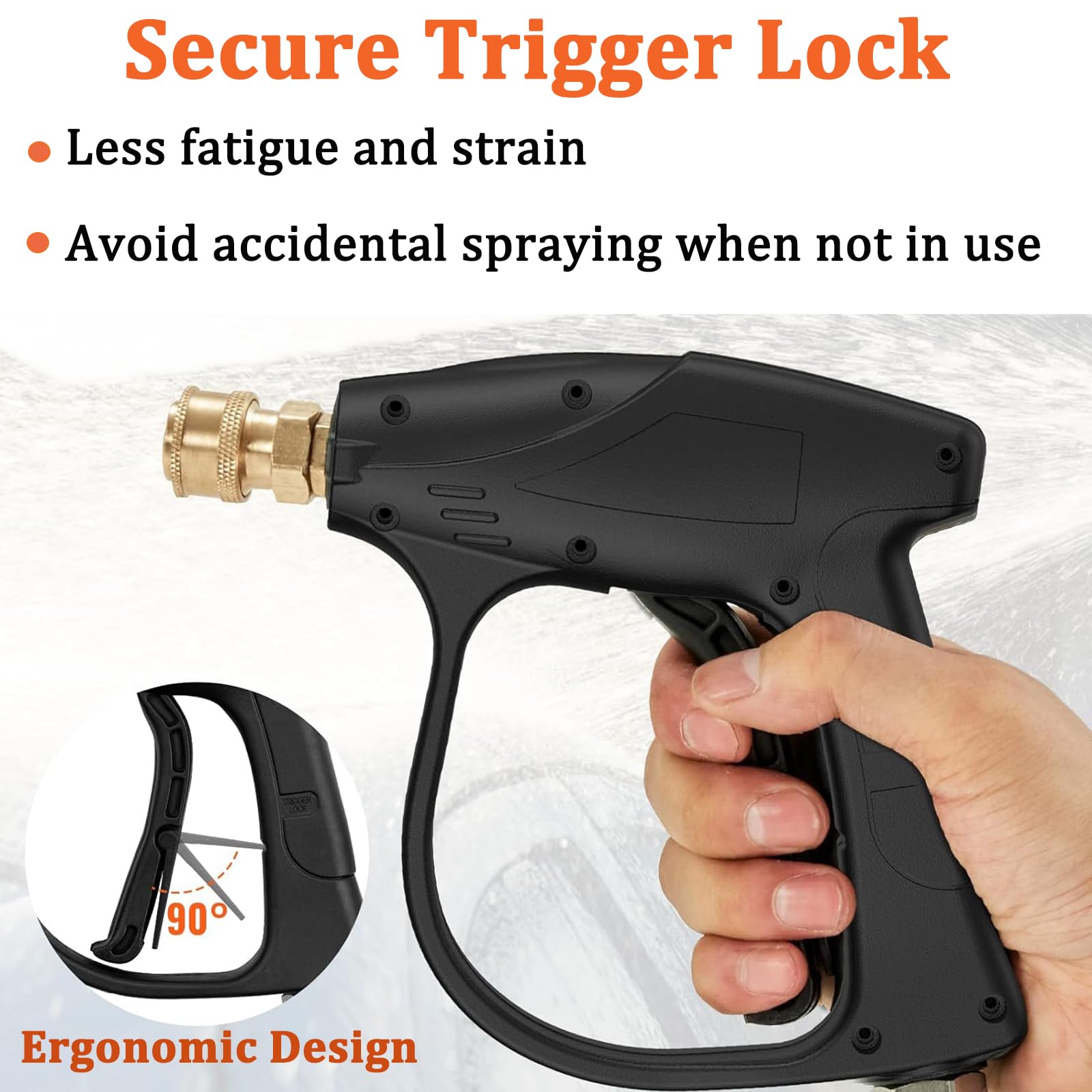 High Pressure Washer Gun Kit 3000 PSI Power Washer Spray Gun M22-14mm/15mm Fitting and 3/8" Quick Connector with 1/4" Quick Connector - 5