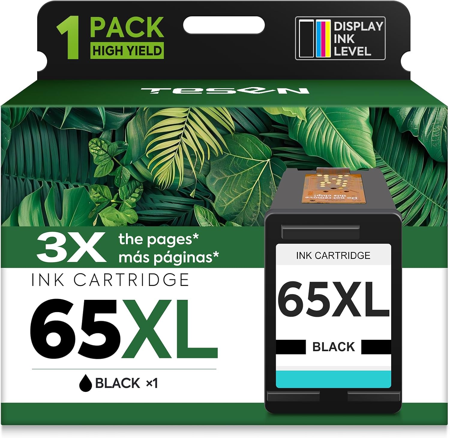 TESEN 65XL Black Ink Cartridge High-Yield Replacement for HP Ink 65 XL HP65 HP 65 use with HP Envy 5055 5000 5052 5070 Deskjet 3755 3700 3752 3772 2600 2622 2652 2655 2680 2640 Printers (2-Pack)