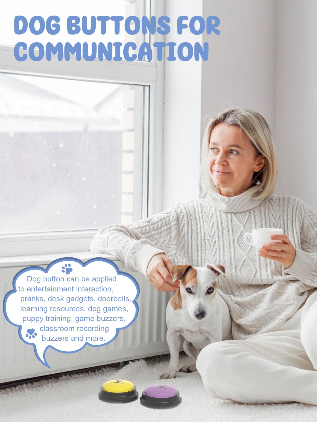 Juego de 4 botones parlantes para perros, botones de perro para comunicación, botones de entrenamiento de voz grabables de 30 segundos, botón de conversación para perros con botones antideslizantes