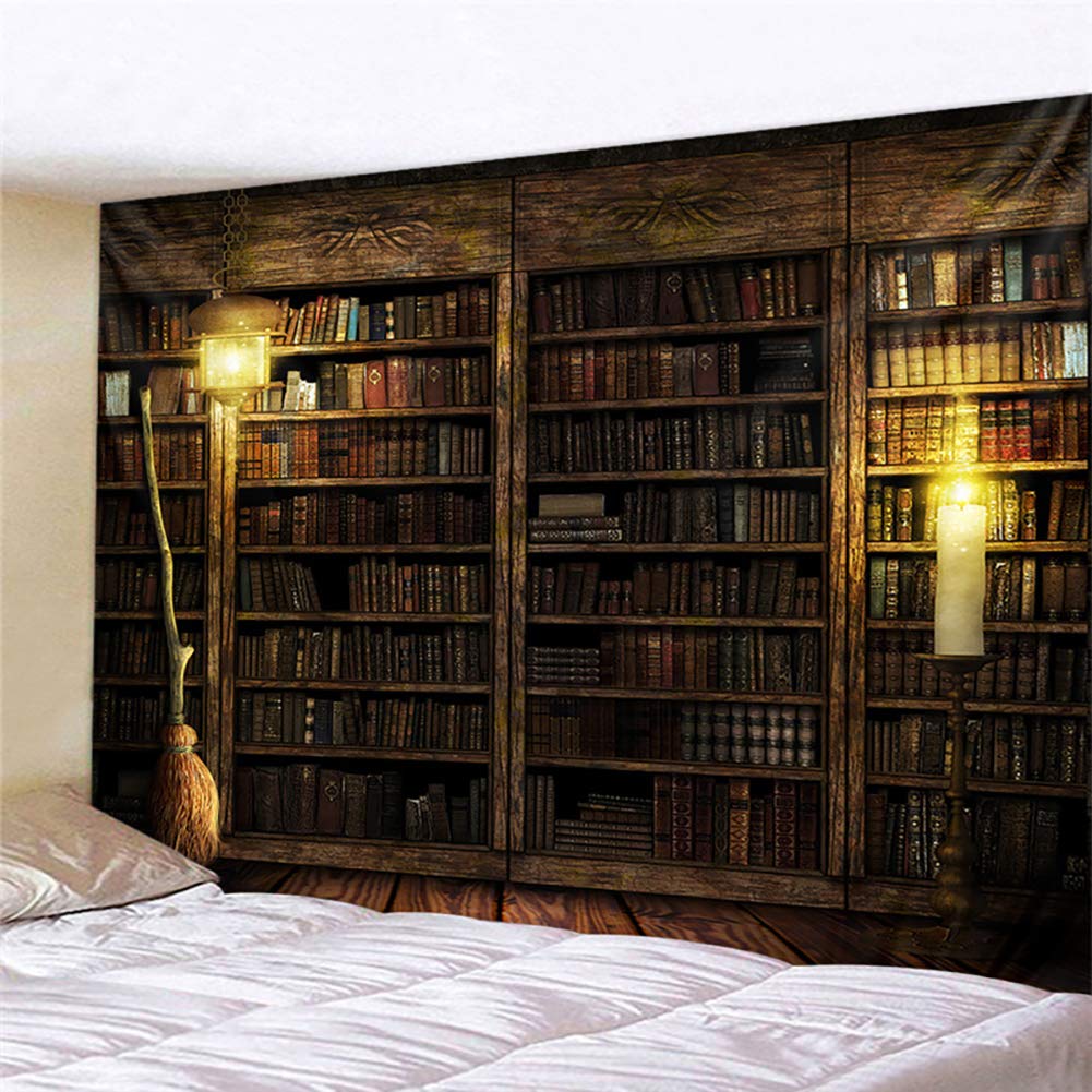 L/S Trippy Tapestry Vintage Bookshelf 150x130 Wall Hangings Magic Book Psychedelic Art Wall Tapestries Decoration For Living Room Bedroom