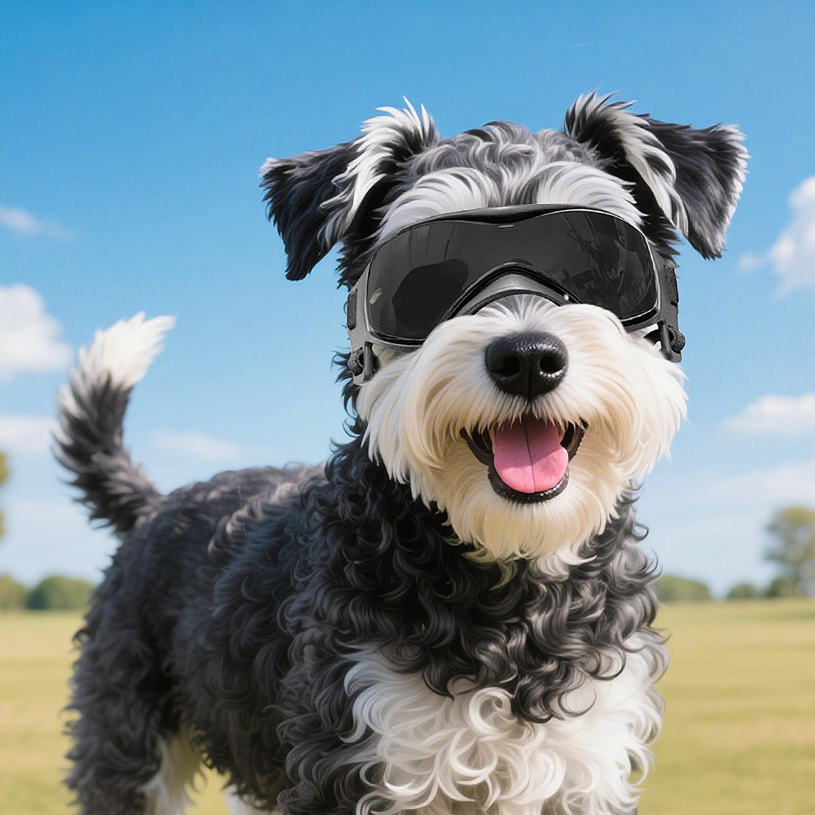 Enjoying Gogle dla psów, małe i średnie, ochrona przed promieniowaniem UV, okulary przeciwsłoneczne dla psów, wiatroszczelne, przeciwmgielne, dla zwierząt domowych, do noszenia na psie, miękka ramka,
