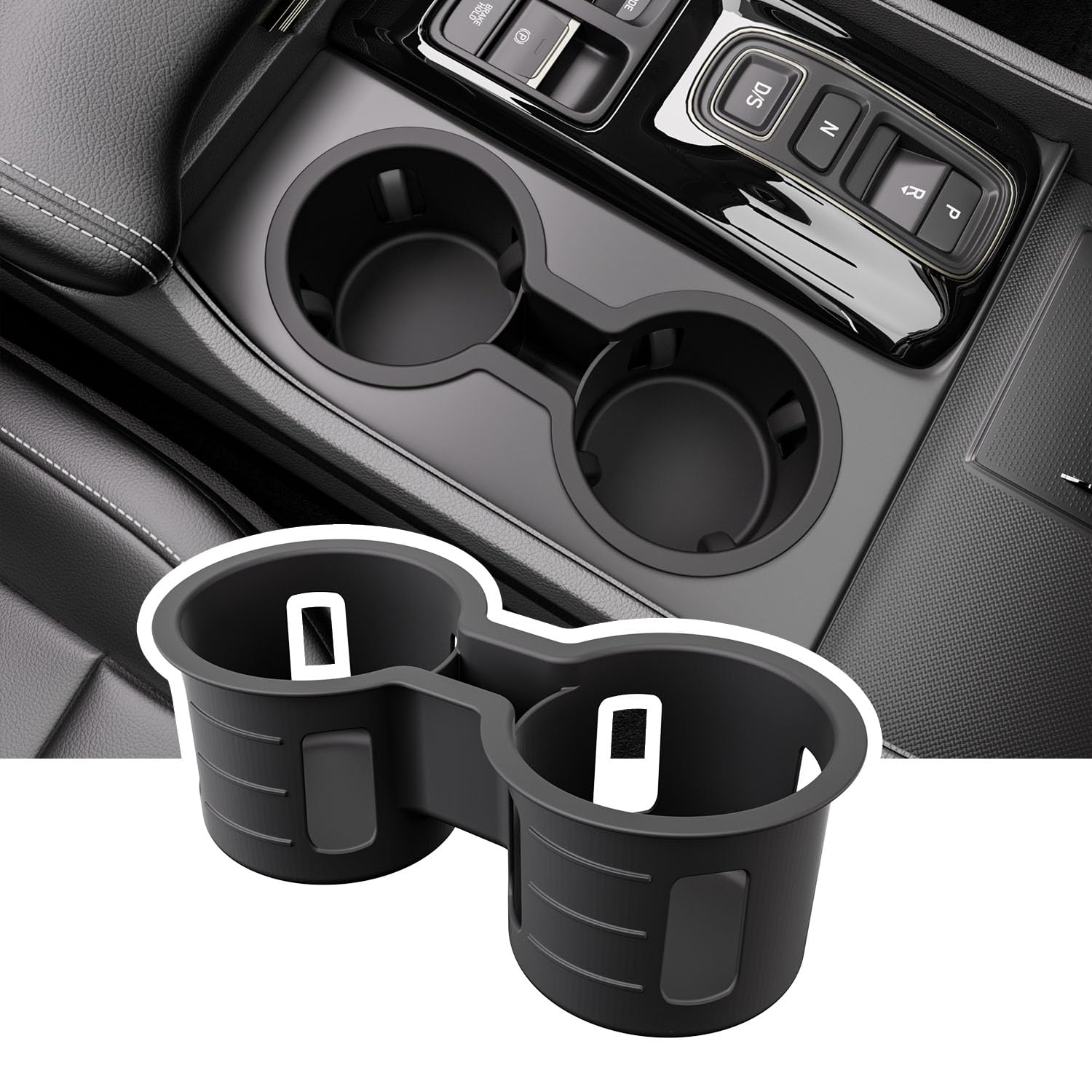 Xipoo Cup Holder Compatible with 2023-2025 Honda Pilot Silica Gel Cup Holder Insert Center Console Car Interior Organizer Replacement for 2023-2025 Honda Pilot Accessories(Black)