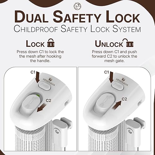 Miniatura 3 de Puerta retráctil para bebé, 35 pulgadas de alto, 55 pulgadas de ancho de malla para perros y bebés, uso en interiores y exteriores, escaleras,