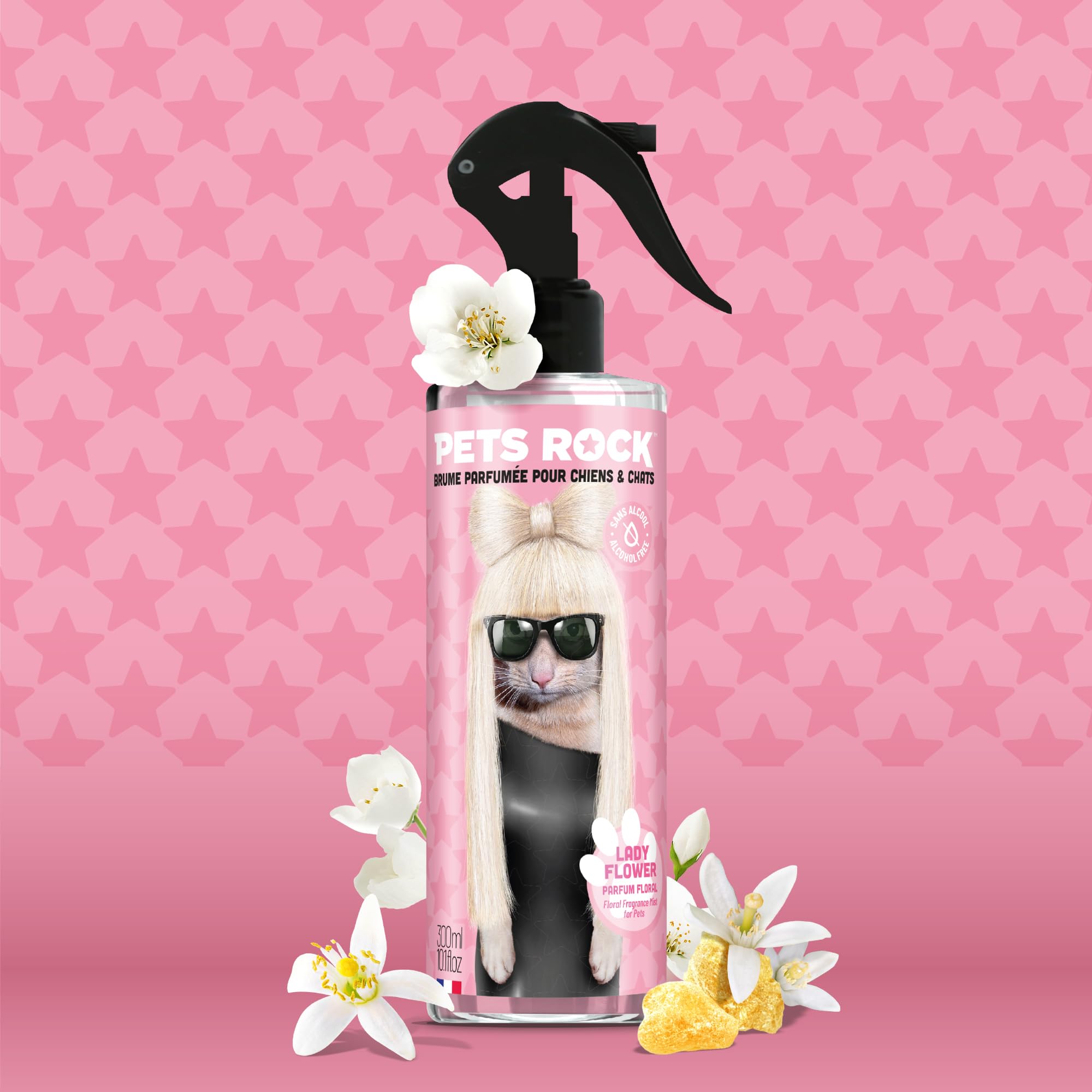 PETS ROCK | Lady Flower | Brume parfumée pour chien et chat 300ML - Neutralise les mauvaises odeurs