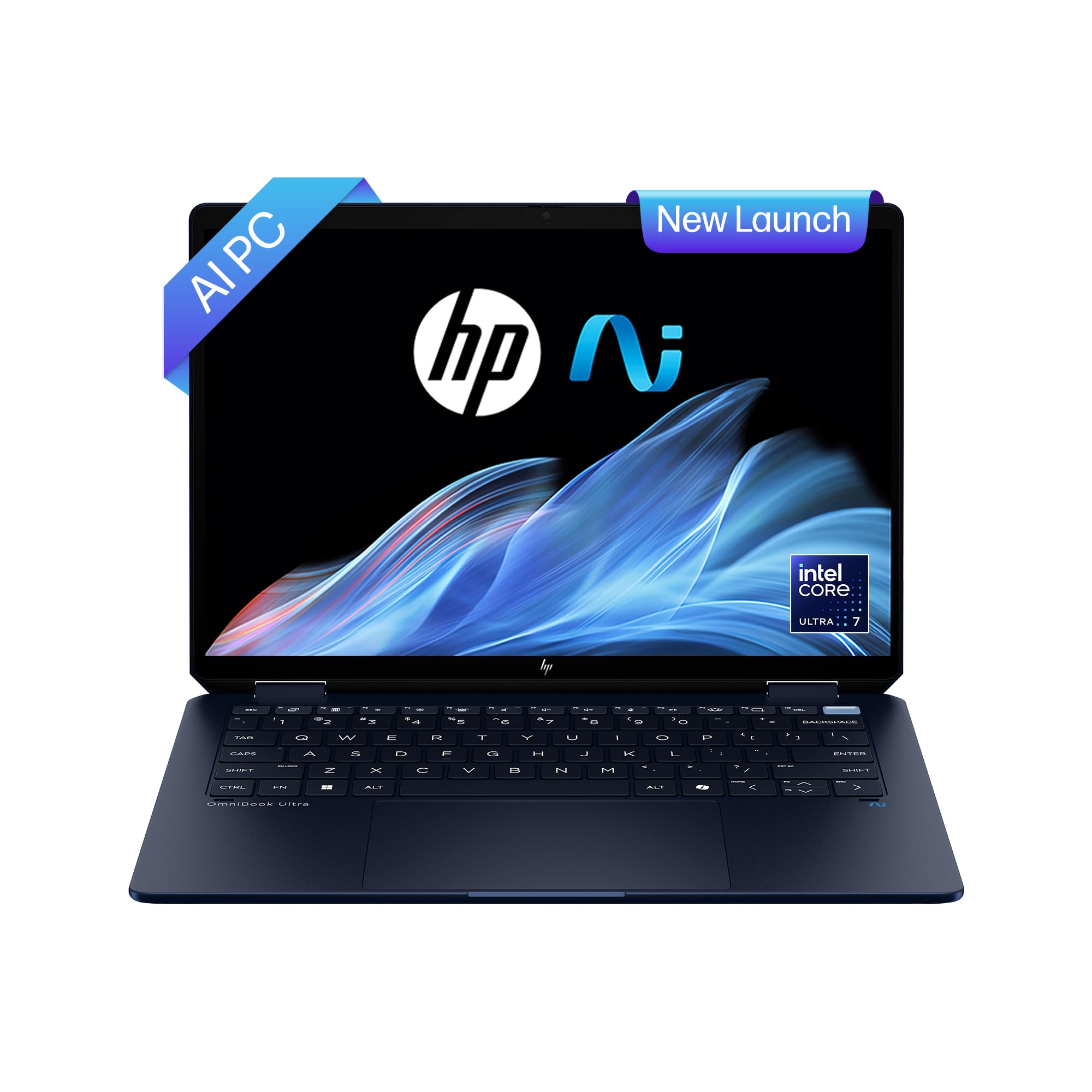 HP OmniBook Ultra Flip Next Gen AI PC Ultra 7 (32GB RAM/1TB SSD/2.8K OLED 16:10 90% STBR Touchscreen 500 nits/Windows 11/9MP Camera/Poly Studio/Backlit KB/MSO/14” (35.6cm)/Blue/1.34kg) fh0046TU Laptop
