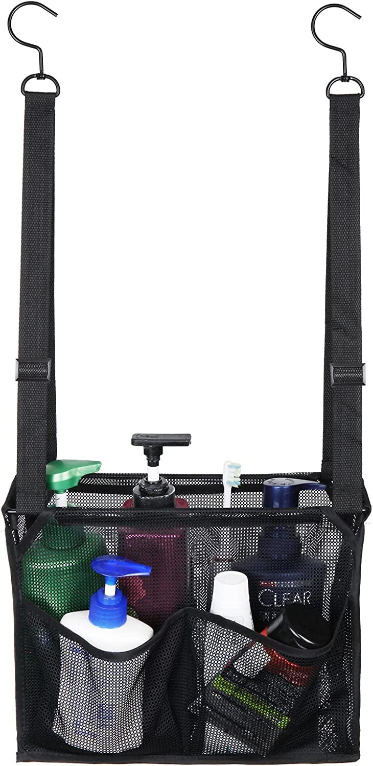 GGMOVE Hanging Mesh Shower Caddy College with Hooks Bath Baskets Organizer Storage with 4 Pockets for College Dorm