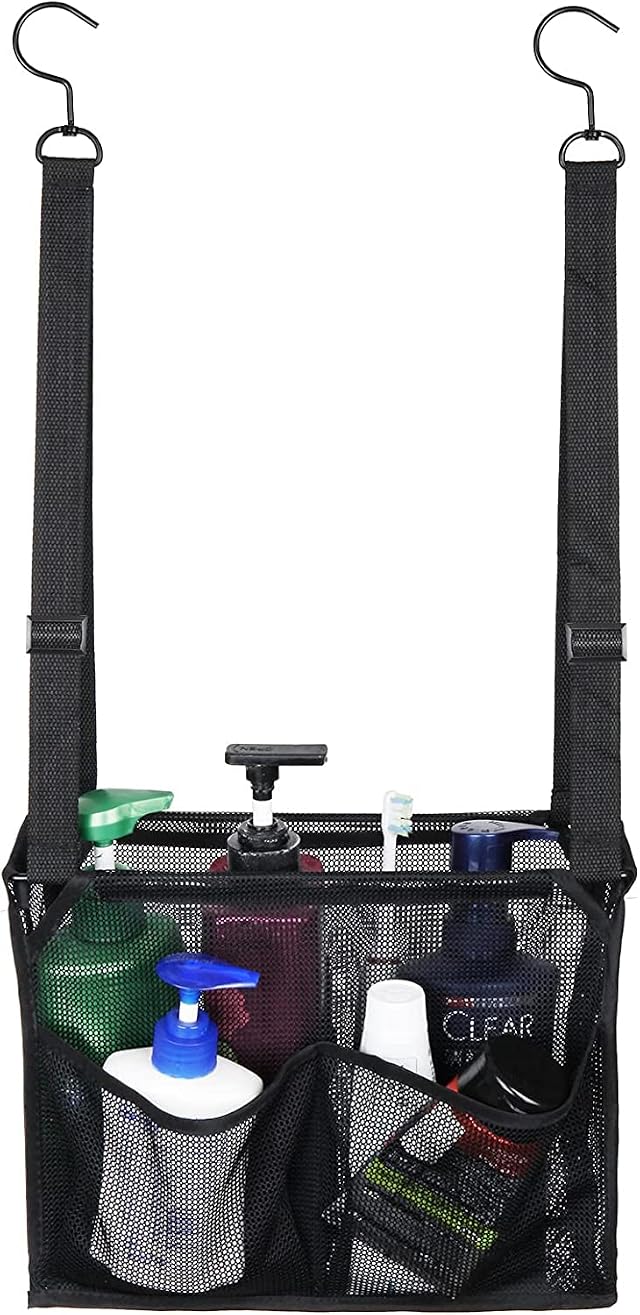 GGMOVE Hanging Mesh Shower Caddy College with Hooks Bath Baskets Organizer Storage with 4 Pockets for College Dorm