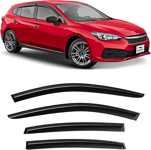 Voron Glass Protectores de lluvia extra duraderos con cinta adhesiva para Subaru Impreza 2017-2023 Hatchback, deflectores de ventana, viseras de