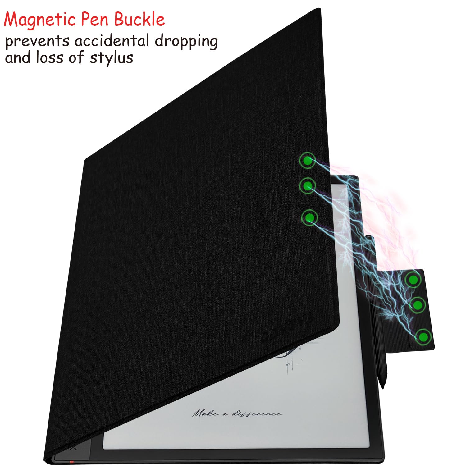 Custodia magnetica con supporto per Onyx Boox Note Air 4 C/Note Air 3 C (2024/2023) Custodia in pelle ultra sottile leggera con fibbia magnetica per penna, accensione e spegnimento automatico