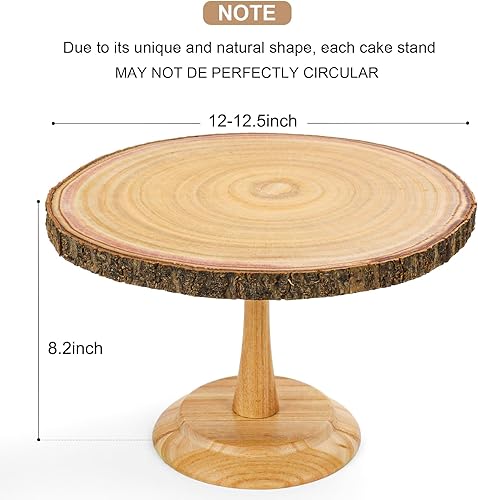 Miniatura 5 de Soporte de madera para tartas - Juego de decoración de pastel de rebanada de madera y corte de pastel, soporte rústico de 12 pulgadas para tartas de