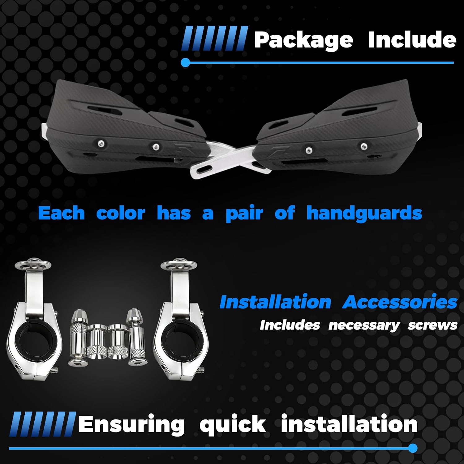 ATV Handguards 7/8" and 1 1/8" Hand Guards Vented Panel Universal for Raptor 700 TRX 250X 300EX 350 400EX LTZ400 Raptor Grizzly 350 660 700 Warrior Dirt Pit Bike Black