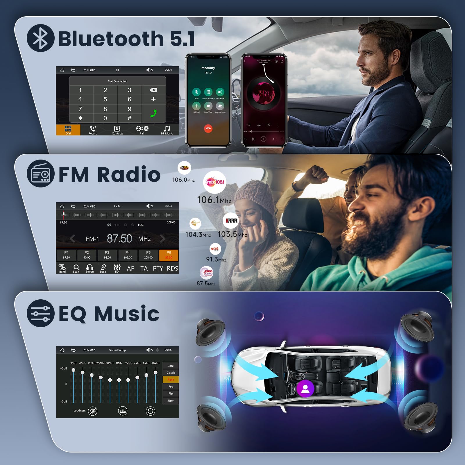 1 Din Ecran Rétractable Autoradio, Hodozzy Écran Tactile IPS de 7 Pouces Poste Radio Voiture 1 Din Bluetooth Lien Miroir, Autoradio avec Radio FM, Type-C USB AUX U-Disk, Contrôle du Volant et
