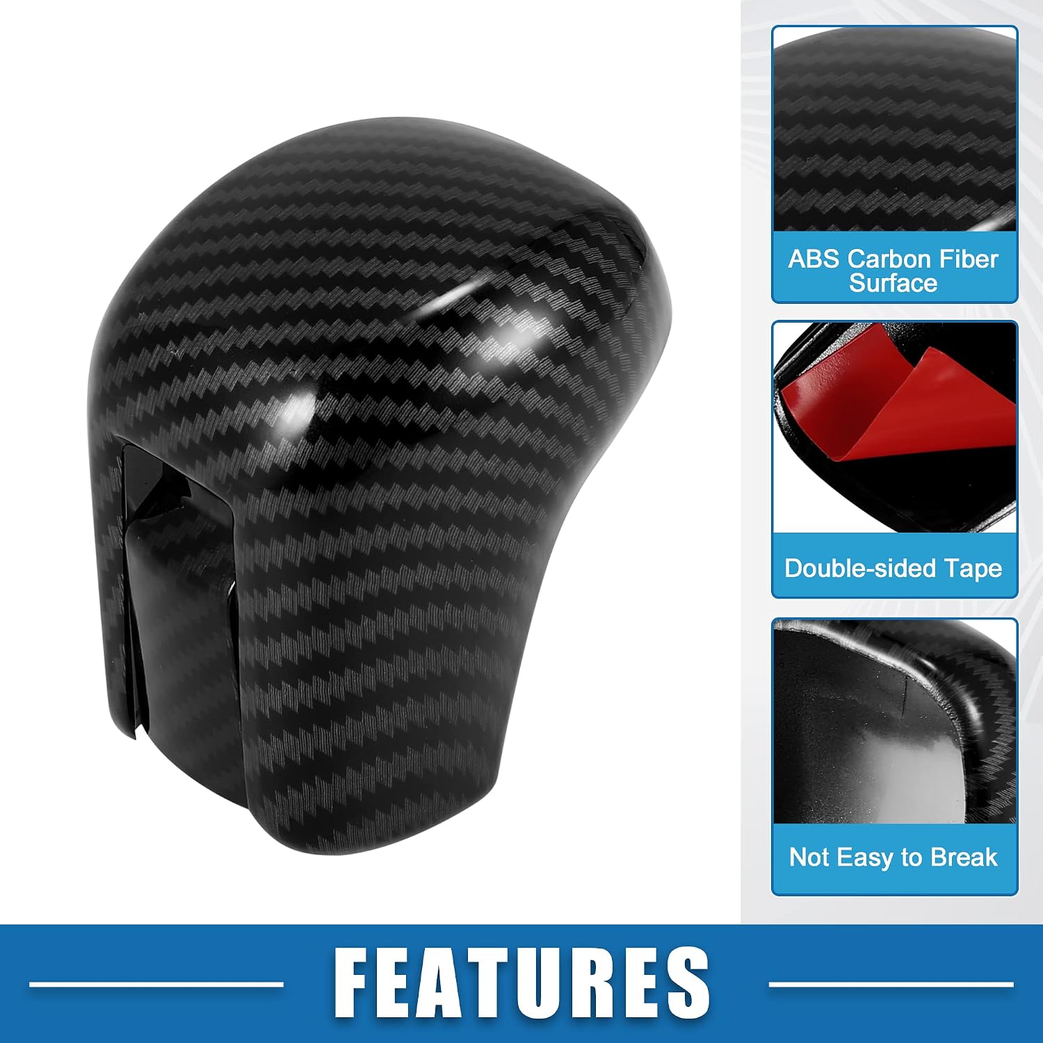 Gear Shift Knob Cover Automatic Transmission Lever Trim for Honda Civic 10th Gen 2016 2017 2018 2019 2020 2021 ABS Carbon Fiber Pattern Black