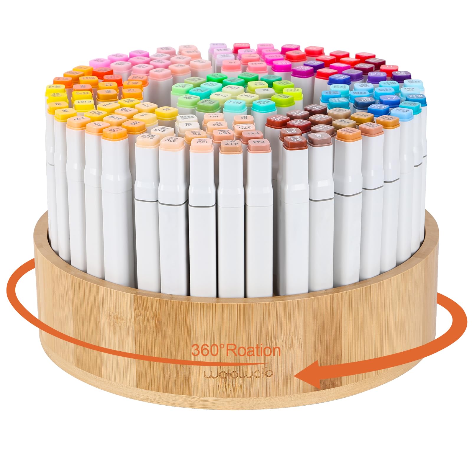 walowalo Organizer rotante in bambù per articoli artistici, contiene oltre 800 matite rotanti, supporto per pastelli rotanti, regalo di Natale, per ufficio, classe, organizzazione cancelleria, 25,4 cm