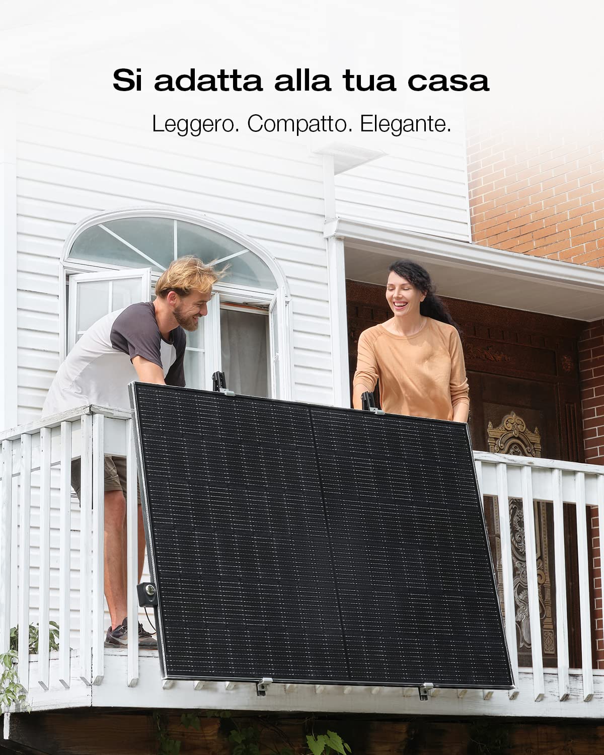 ECOFLOW Impianto fotovoltaico da balcone PowerStream, microinverter grid tie,pannelli solari rigidi 400W×2,centrale elettrica DELTA 2 da 1kWh,Smart Plug×2,Wi-Fi,App,controlla consumi energetici