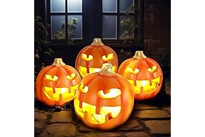 4PCS Jack O Lantern Light Halloween Scary Glowing LED Plastic Pumpkin Lamp Yards Garden Decor-Orange