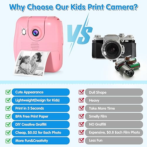 Miniatura 6 de Cámara para niños con impresión instantánea cámaras instantáneas para niños que imprimen fotos, cámara digital para niños, cámara de juguetes 1080P