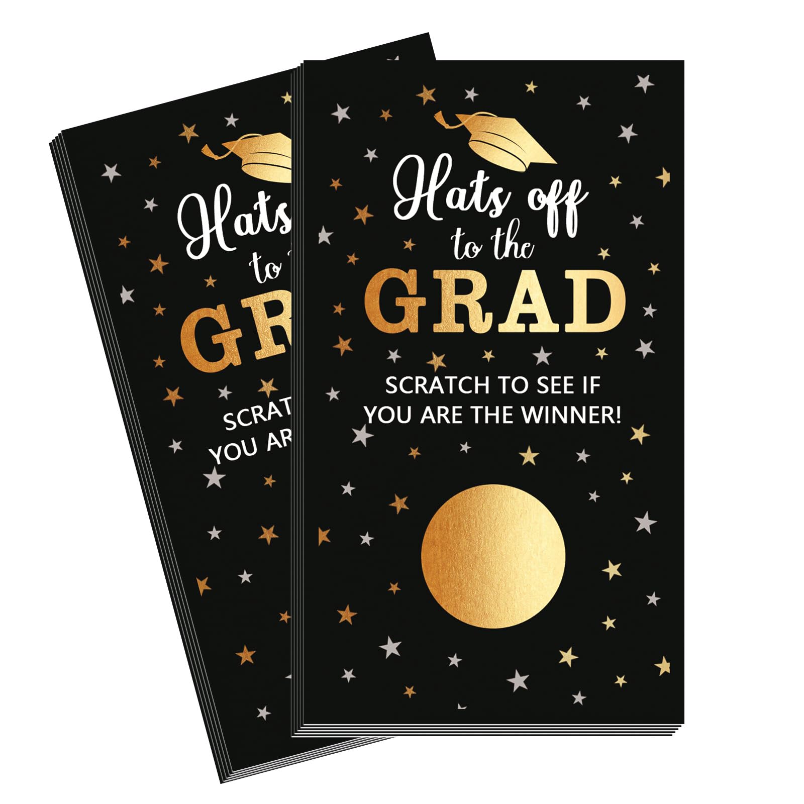 COCHIE 30 Cards Scratch Off Graduation Party Game, Class of 2025 Door Raffle Grad Games, Graduation Parties Supplies Favor Decorations (Black Gold)