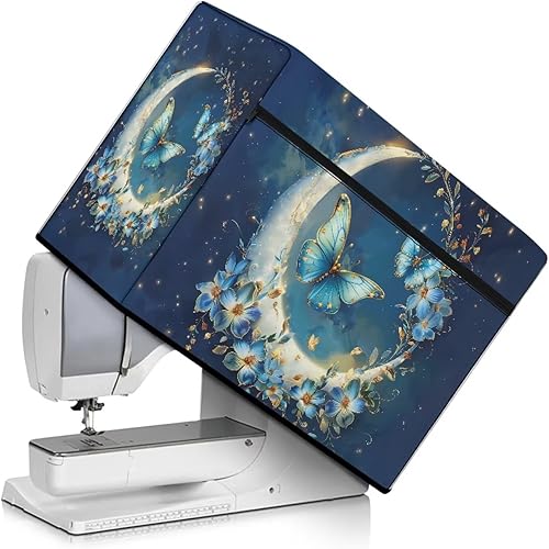 Miniatura 156 de Funda para máquina de coser de mariposas y flores con prácticos bolsillos, funda protectora con asa, para la mayoría de máquinas de coser estándar