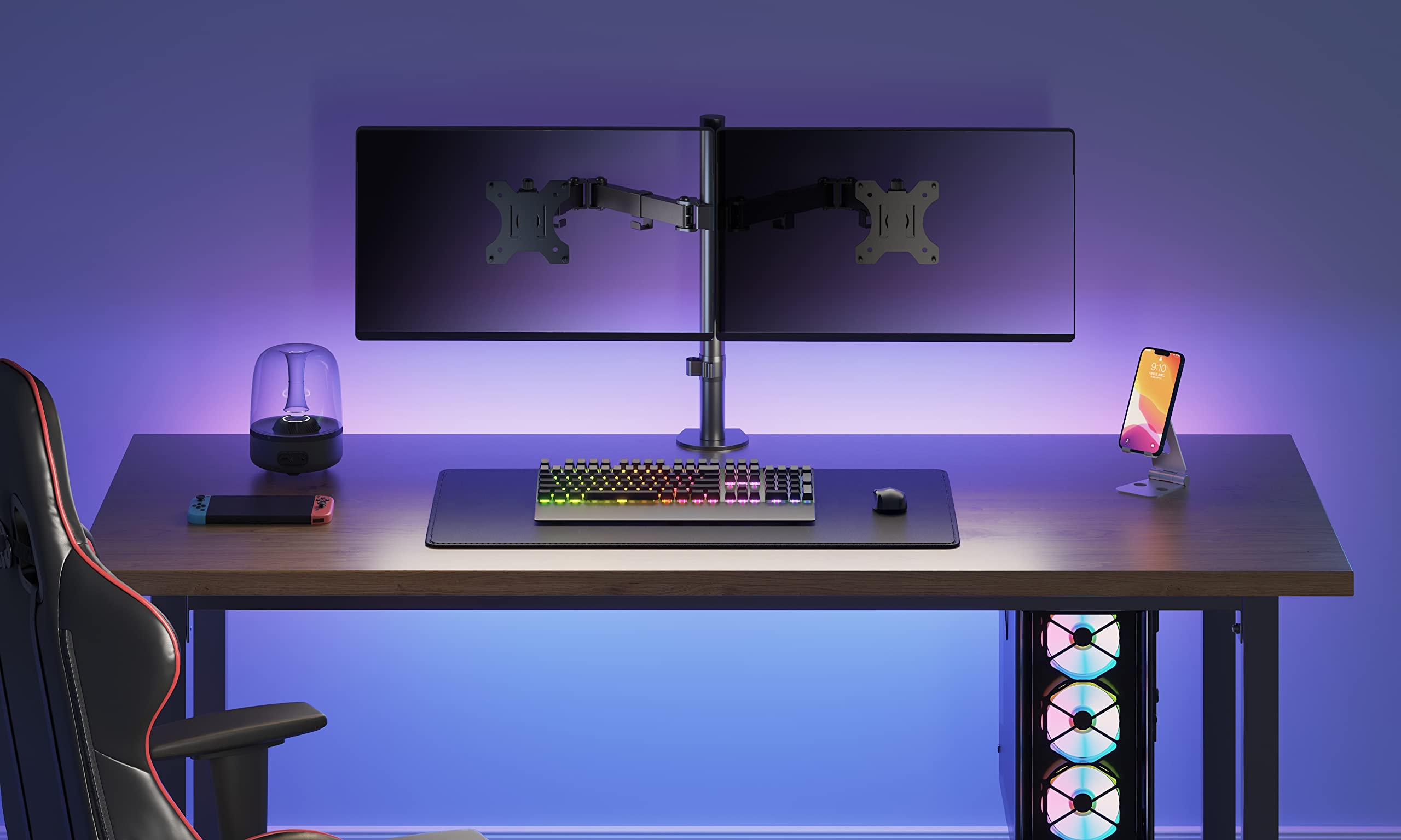 NewStar FPMA-D550DBLACK Supporto da tavolo per monitor nero doppio 16kg