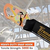 Vista 4 de TRSMIMA Safety Harness Fall Protection - Men Construction Full Body Harness Kit for Work with Shock Absorbing Lanyard Tongue Buckle ANSI Orange