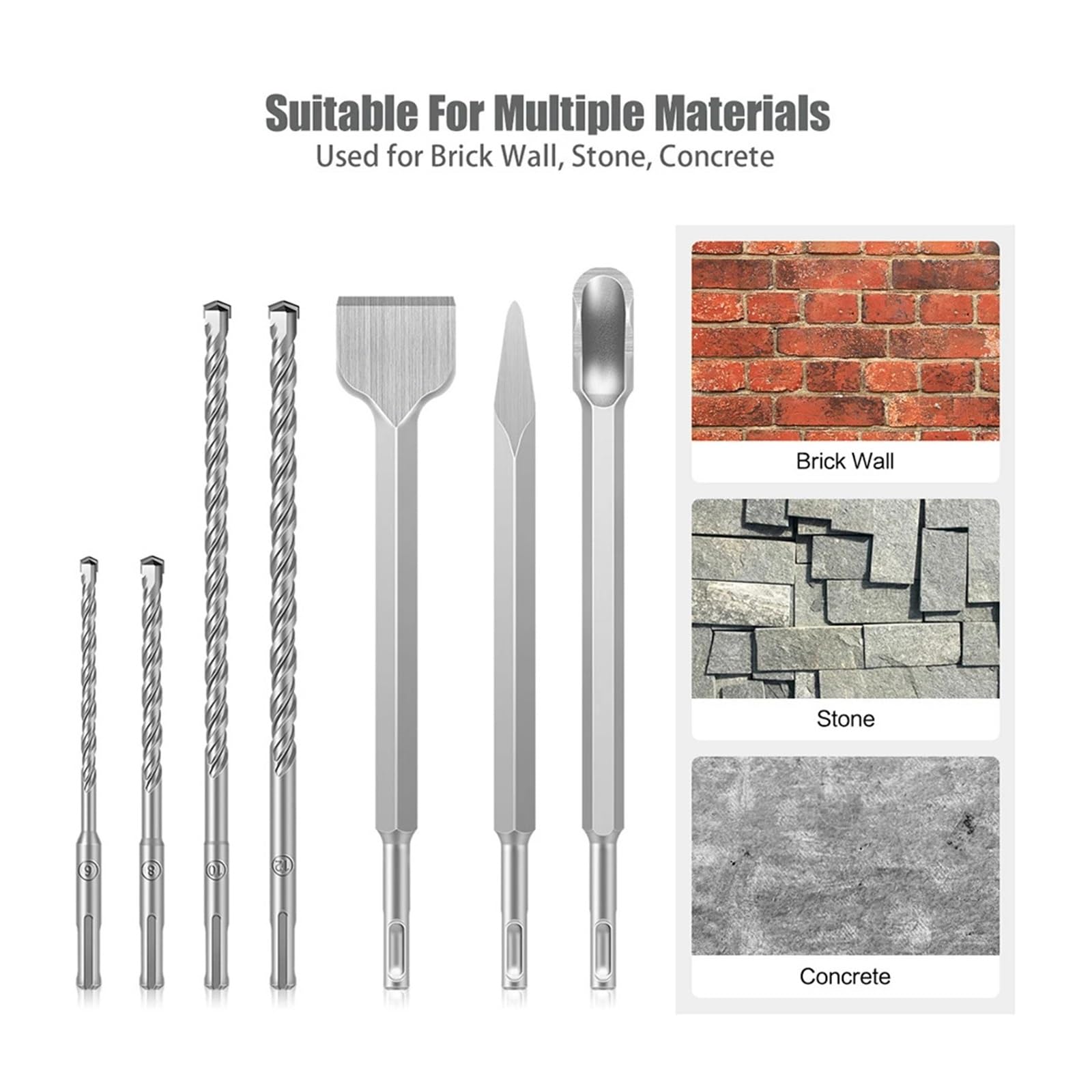 17 unids/set martillo eléctrico SDS Plus juego de brocas 110/160/200/250mm for pared de hormigón bloque de ladrillo brocas de sierra perforadora de mampostería