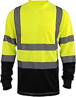 Vista 1 de L&M Playera de Seguridad Hi Vis Clase 3 Reflectante Negra, Manga Corta/Larga, Alta Visibilidad