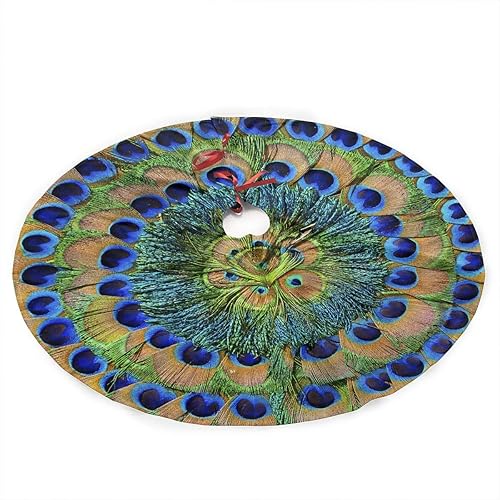 Adornos de falda de árbol de Navidad con plumas de pavo real para decoración de Navidad