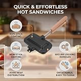 Annadue Dwustronna Prasa do Kanapek Grill Patelnia Obracana (Black Pan | Dwustronny grill, powłoka nieprzywierająca, sto